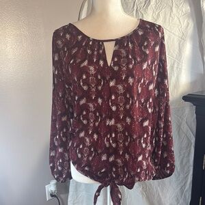 Women's West Kei Burgundy Patterned Top Large